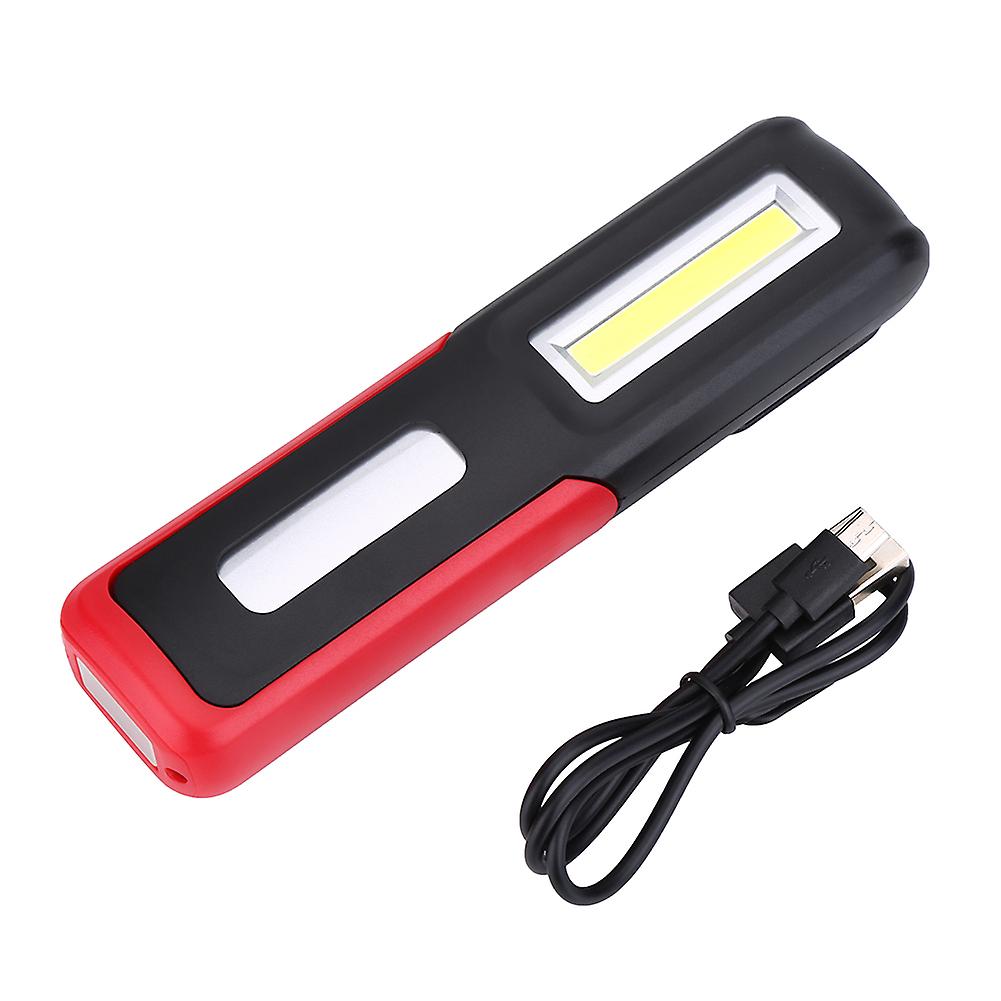 Portable USB Rechargeable LED COB Working Lamp Light Outdoor Magnet Hook Flashlight(Red)