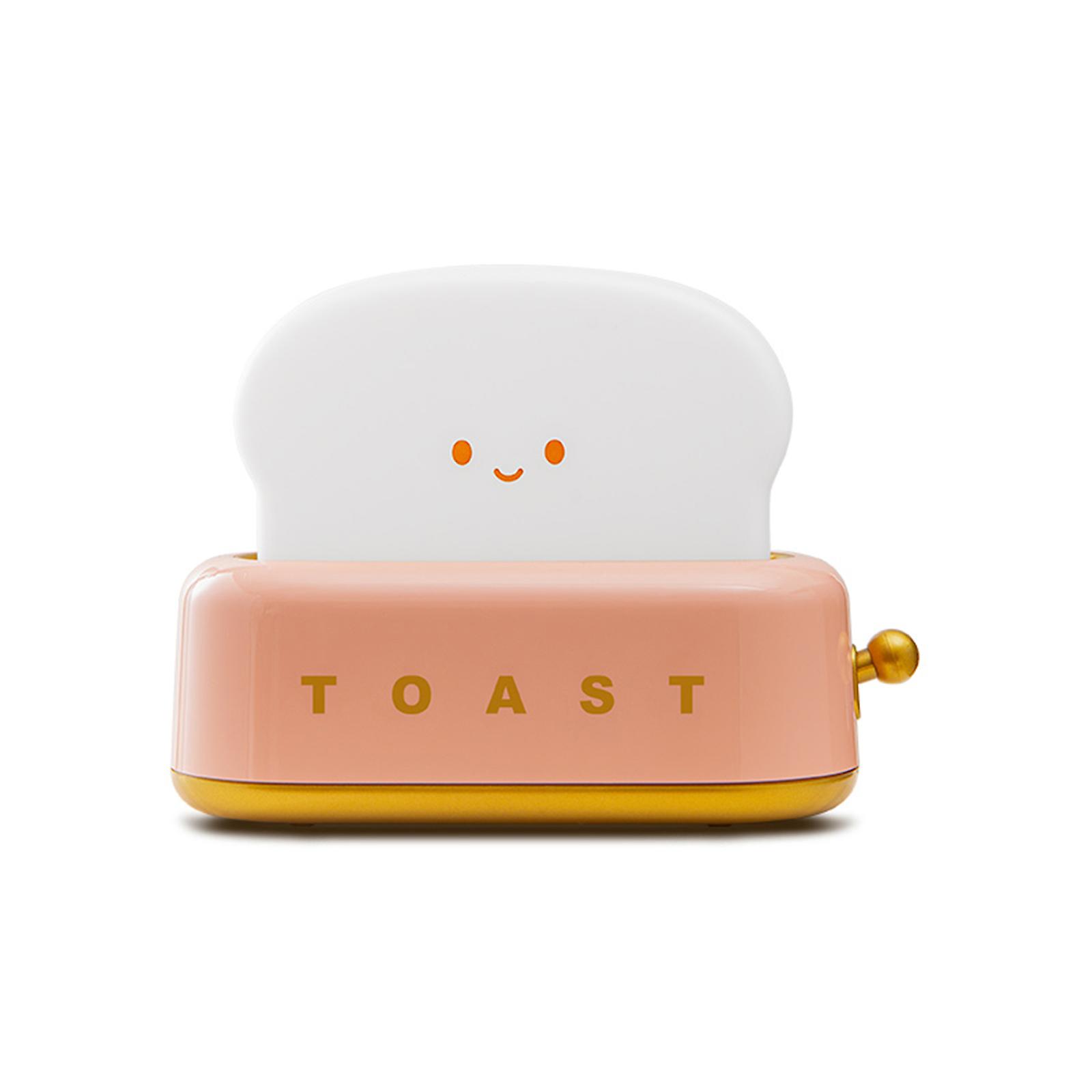 50% Offer-Rechargeable Small Lamp with Smile Face Toast Bread Cute Toaster Shape Room Deco
