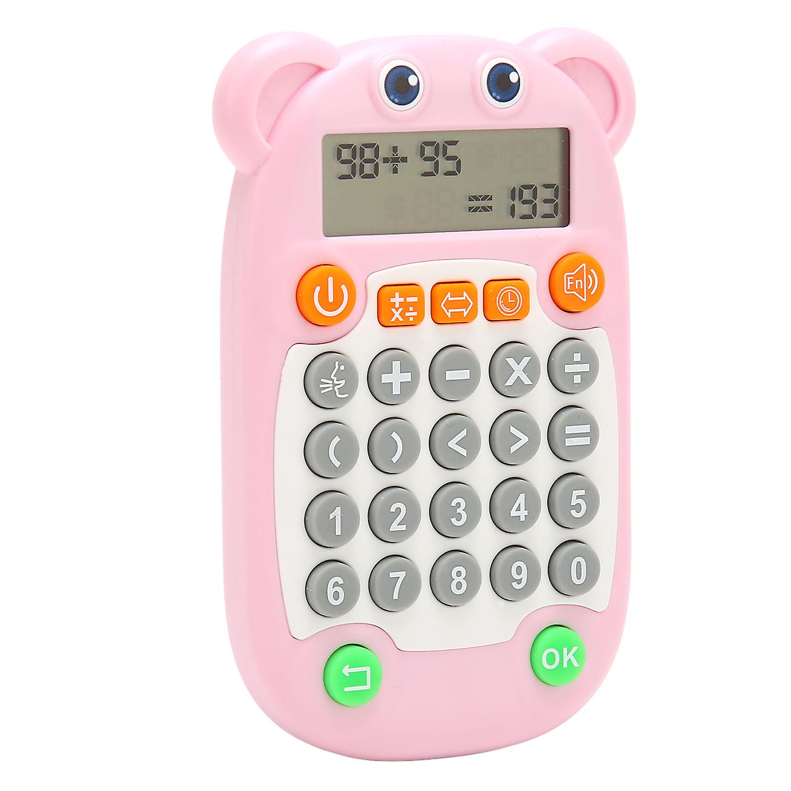 Arithmetic Exercise Toy Digital Display Voice Prompt 27 Keys USB C Charge Arithmetic Training Machine for Kids Education Pink