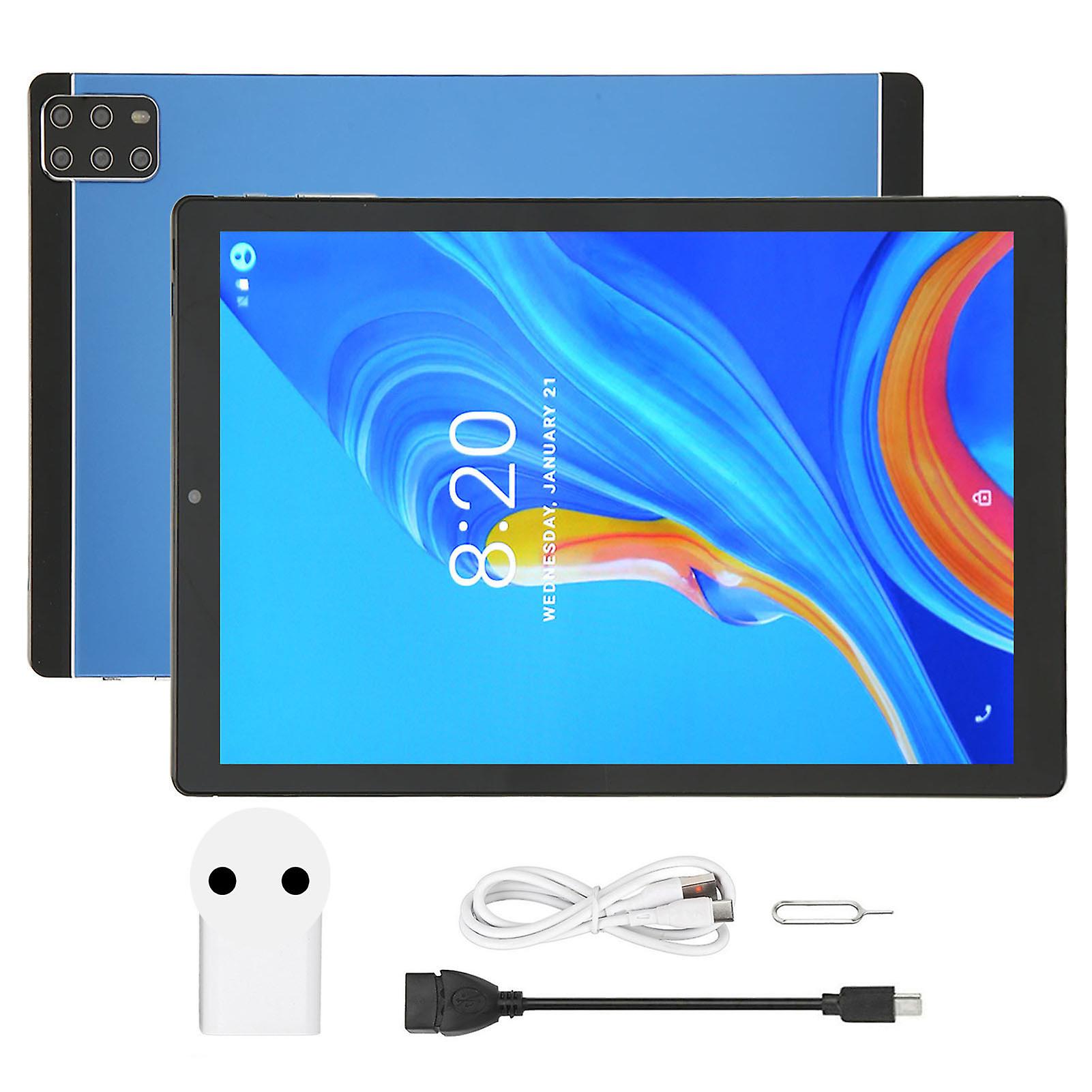 Tablette PC 10,1 pouces Android 12.0, 5G, Wi-Fi, 6 Go, 128 Go, écran IPS, 2 Mpx, arrière, 5 Mpx, processeur 10 cœurs, 100-240 V, prise UE, bleu