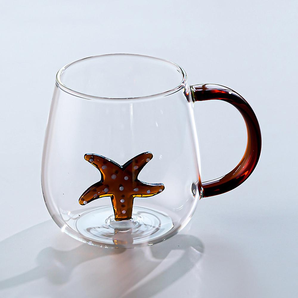 Gobelet à eau en verre avec gobelet intérieur animal 3D caché avec poignée, 400ml