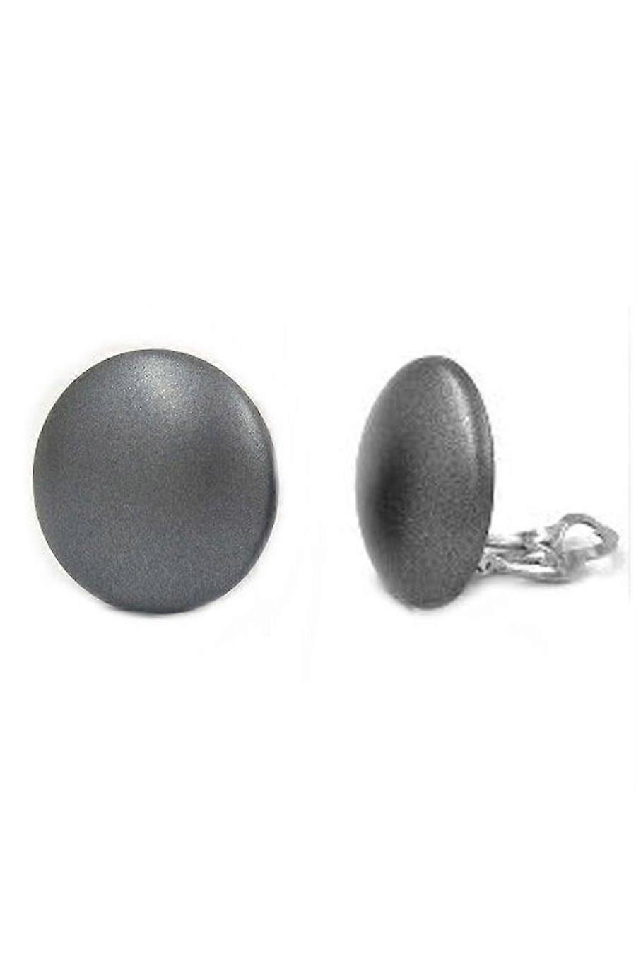 Clip-on Earring Round Grey Metallic 25mm - Gl02975