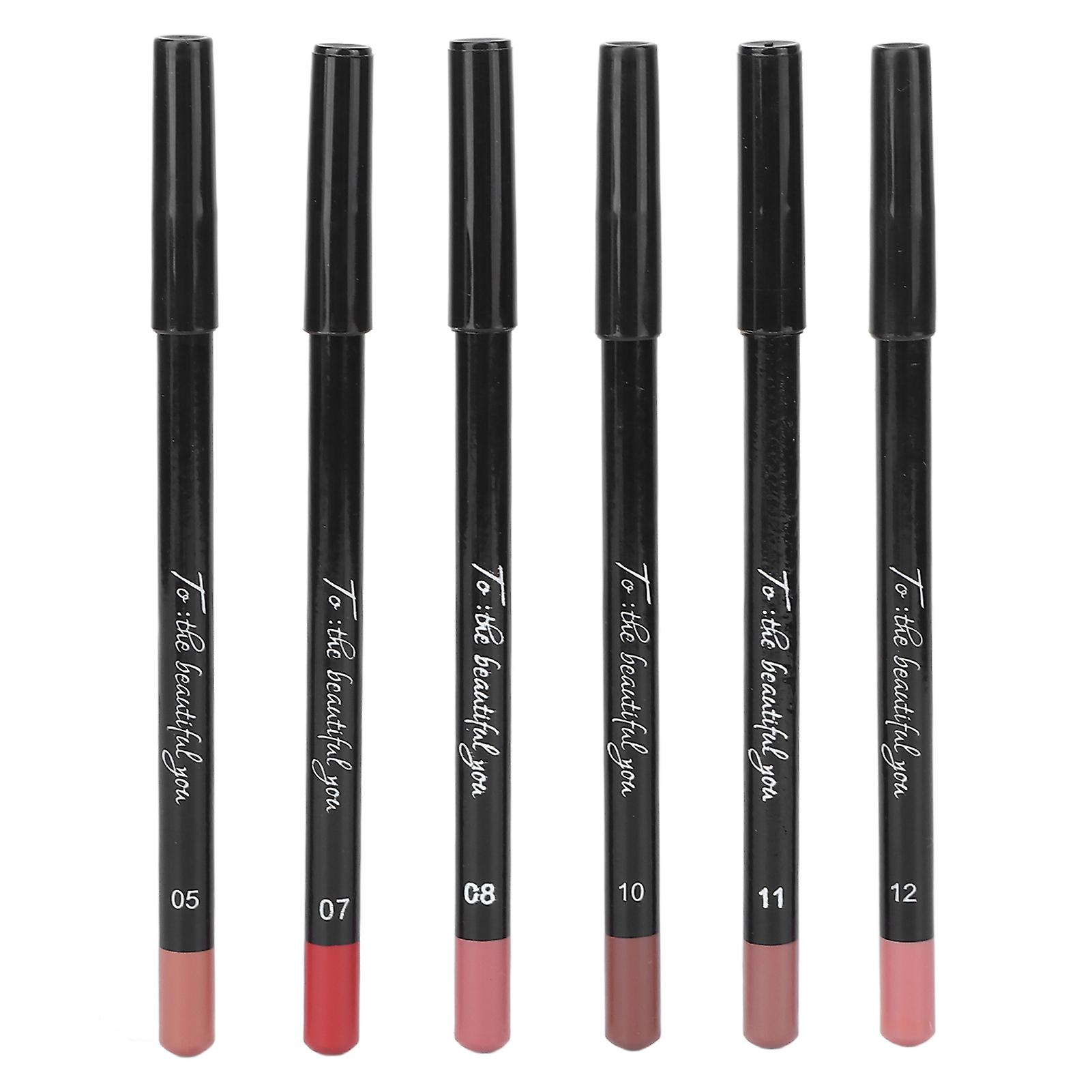 Professional Lip Pencil, Waterproof, Matte, Long-lasting, Pigmented, Cosmetic, 6 pieces, No. 03