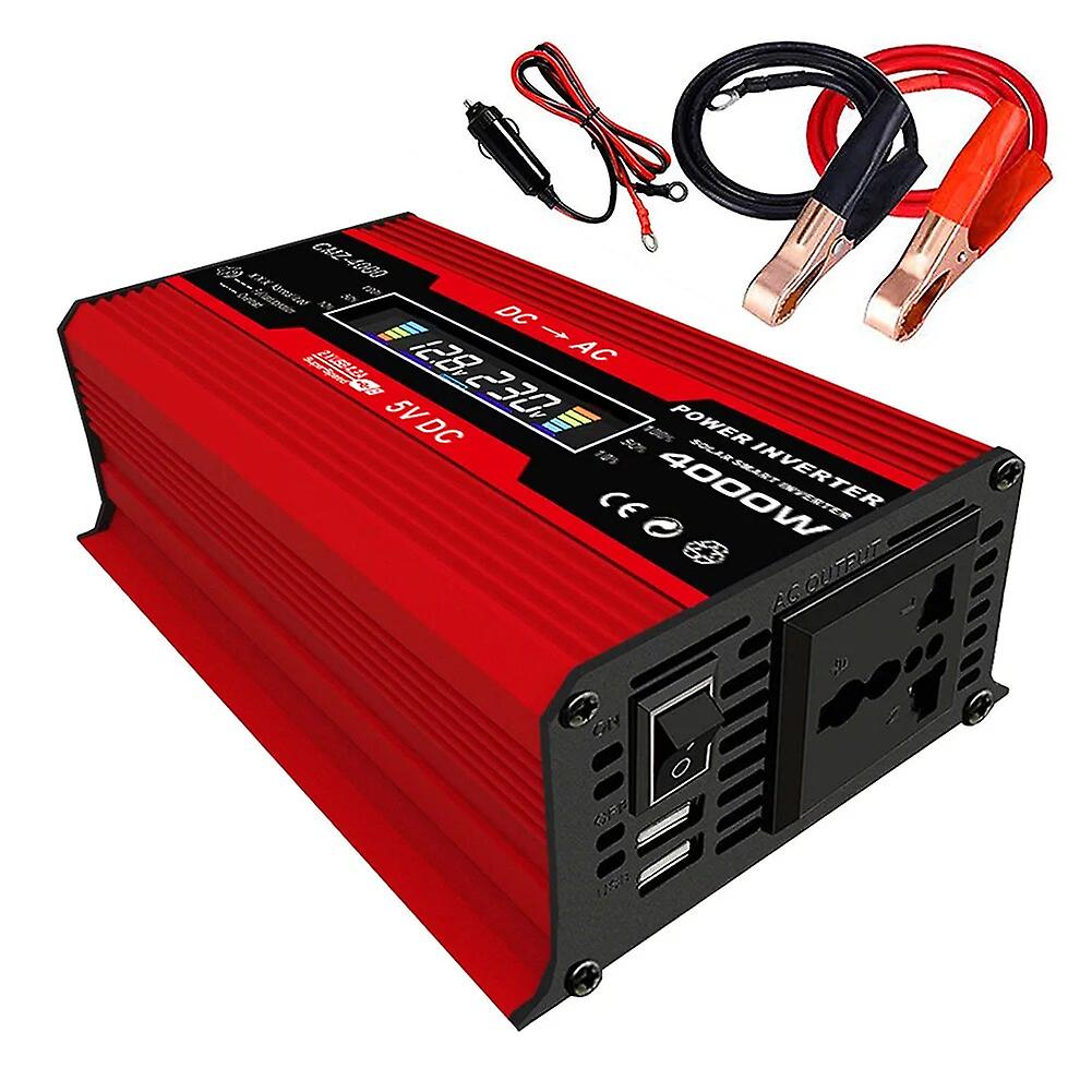 Car Inverter Converter 4000W 12V to 110V/220V LCD Display Voltage Transformer Car Power Supply Modified Sine Wave Charging Converter~2721