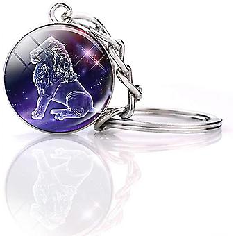 Zodiac 12 Constellations Charm Luminous Crystal Ball Pendant Key chain
