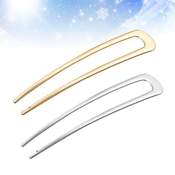 U-shaped Insert Alloy DIY Simple Hair Clips 4Pcs