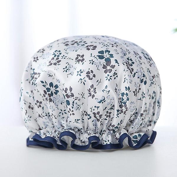 Printed Double Layer Waterproof Thicken Shower Caps for Salon 3Pcs