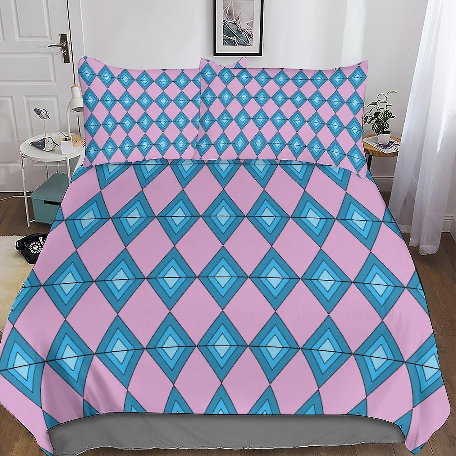 HOUKIG Sängkläder Geometriska mönster Täcke Set 3D-tryckt vändbart sängöverkast, enkelt modernt örngott 3-delat set med dragkedja påslakan för tonåring