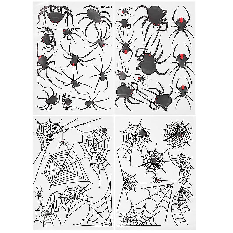 4pcs Spider Web Sticker For Halloween Decorations