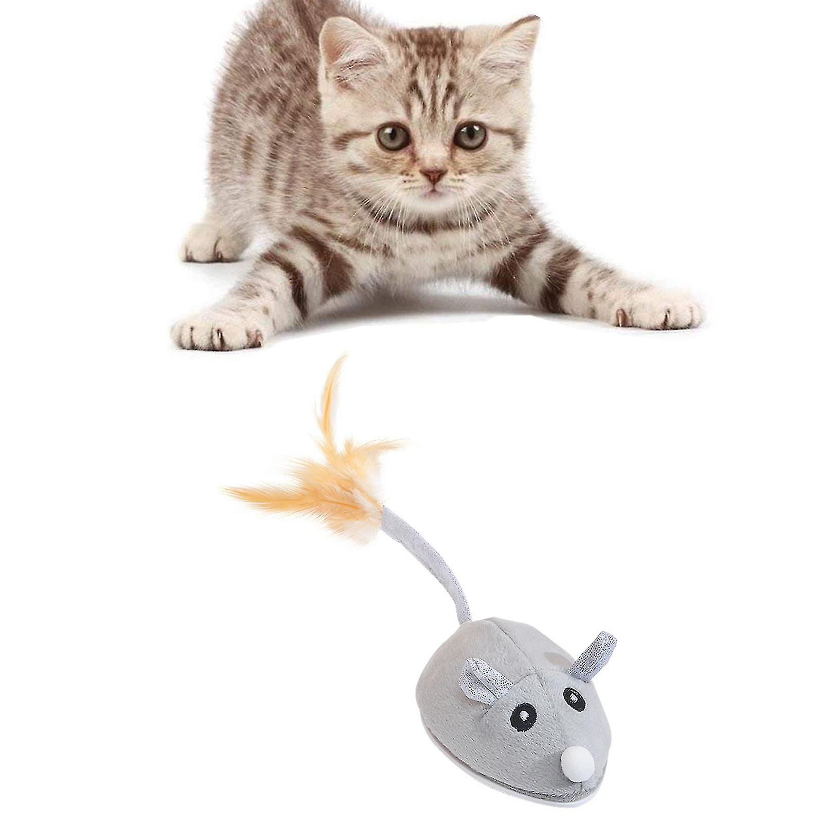 Interactive For Cat Toy Random Movement Mouse Automatic Mice With Feather Tail