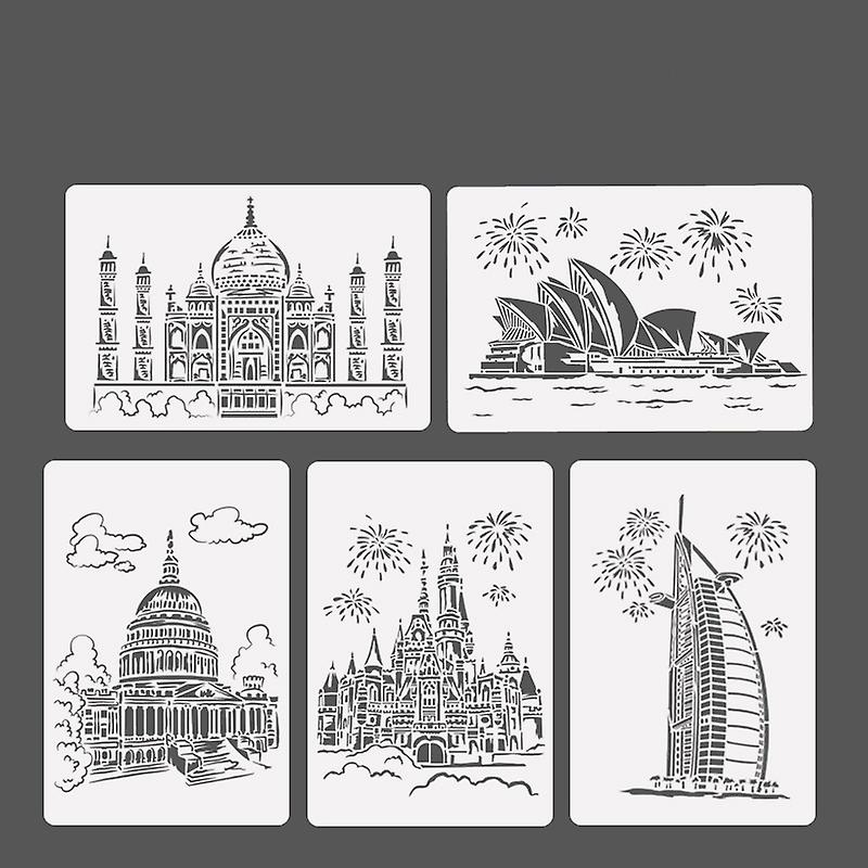 Painting Template Theme City A4 Label Template Sailing Line(5pcs / Set)