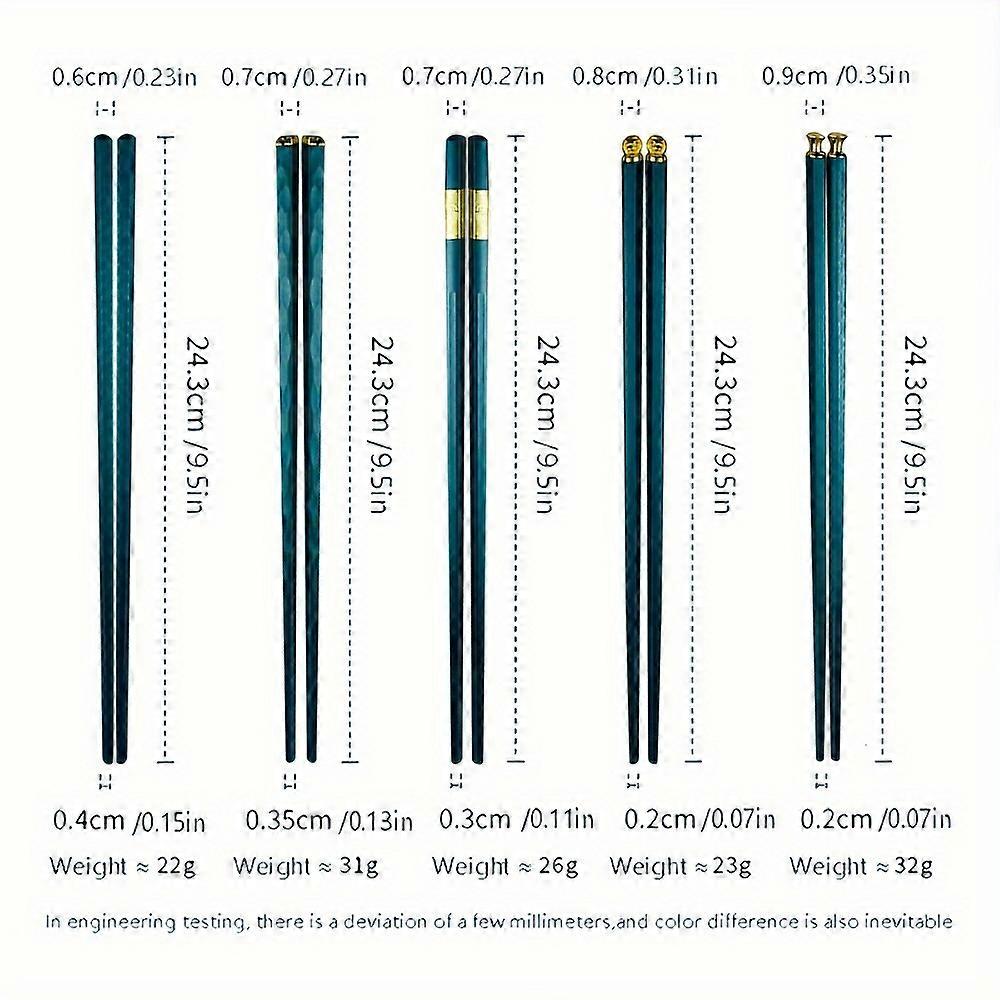 5 Pairs Japanese Metal Chopsticks, Squared Edge Non-Slip Chopsticks, Reusable Gift For Friends