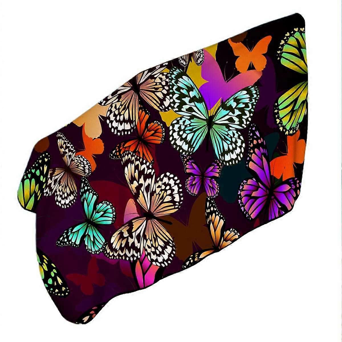 Vivid Colored Butterflies Microfiber Beach Towel