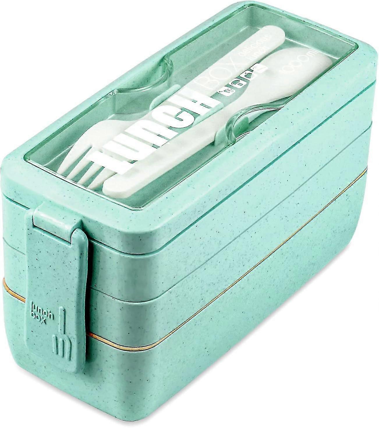 Lunch Box, Compartment Containers,Wheat Straw, Leakproof Stackable Bento Lunch Box Meal Prep