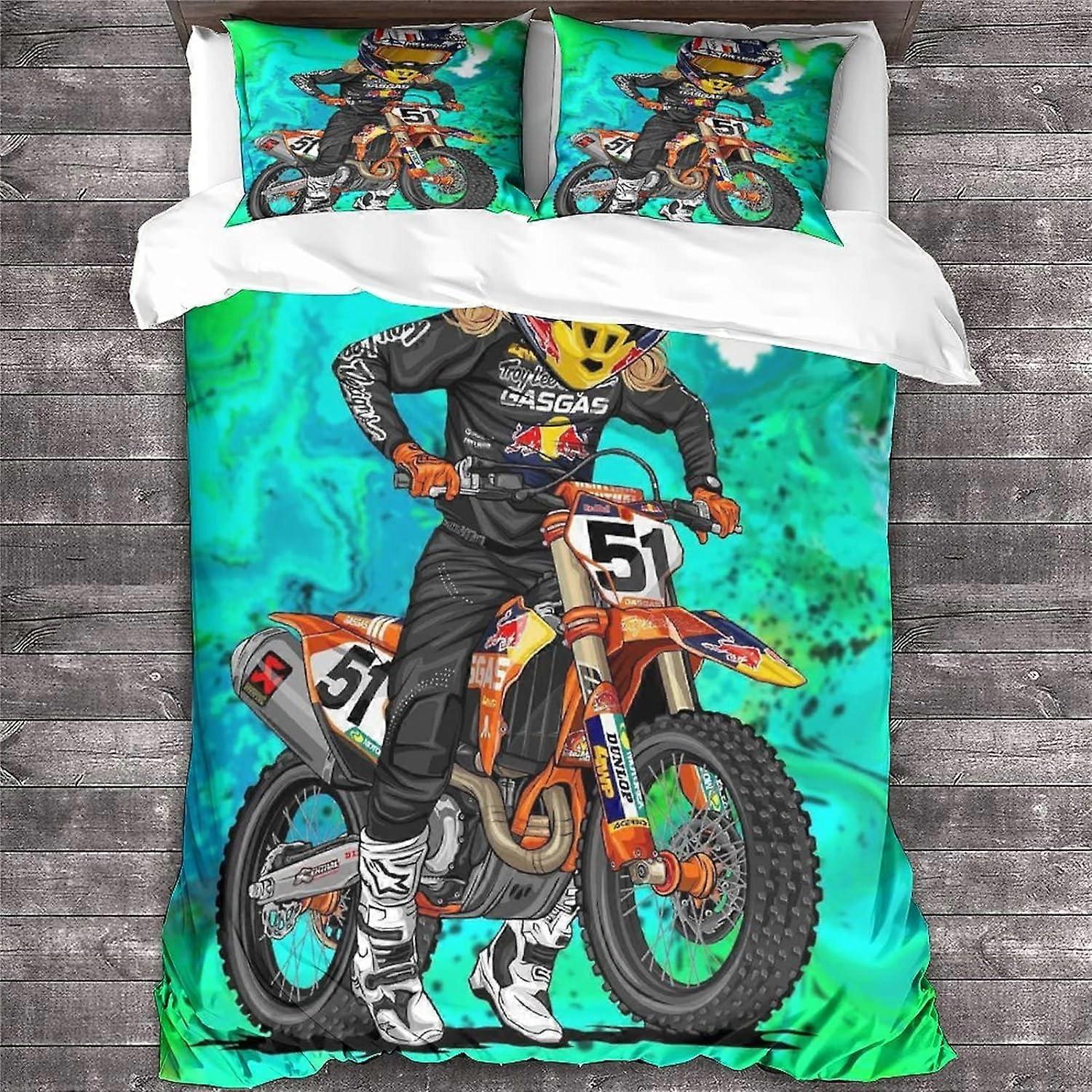 Zestawy poszewek na kołdry MotocrossD Zestawy pościeli motocyklowej czaszki Zestaw pościeli z mikrofibry King 135 * 200 CM
