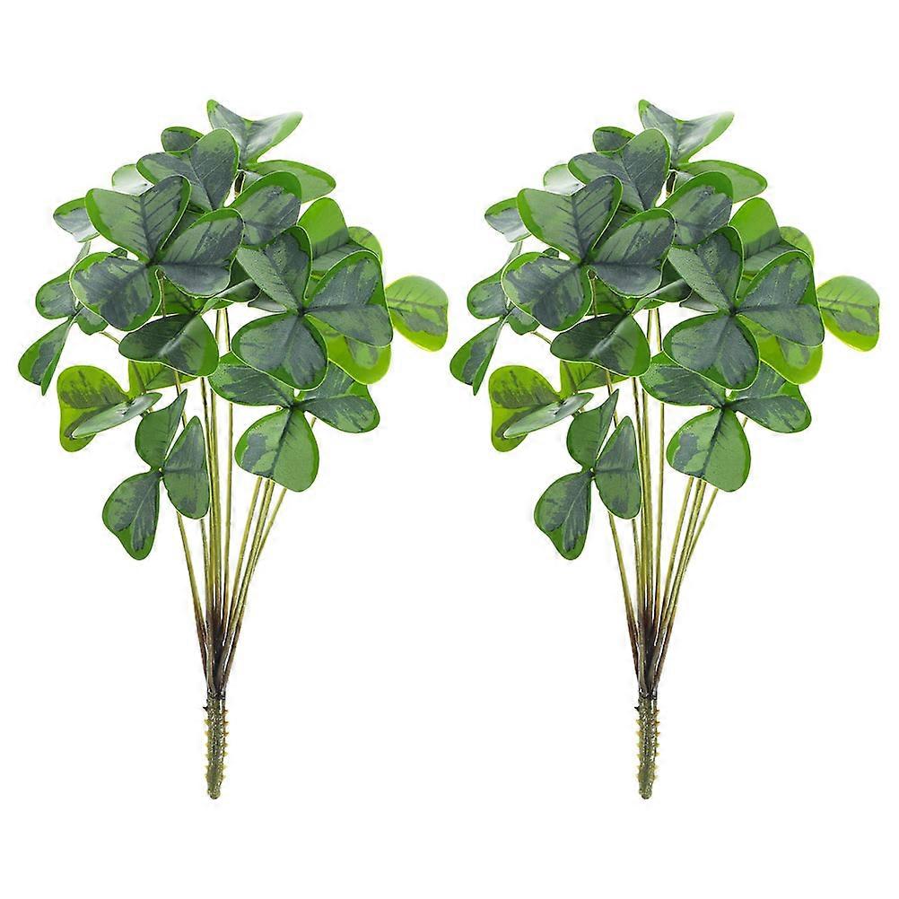2 Bunch of Artificial Green Plants Branch Artificial Shamrock Faux Shamrock Vase Ornament