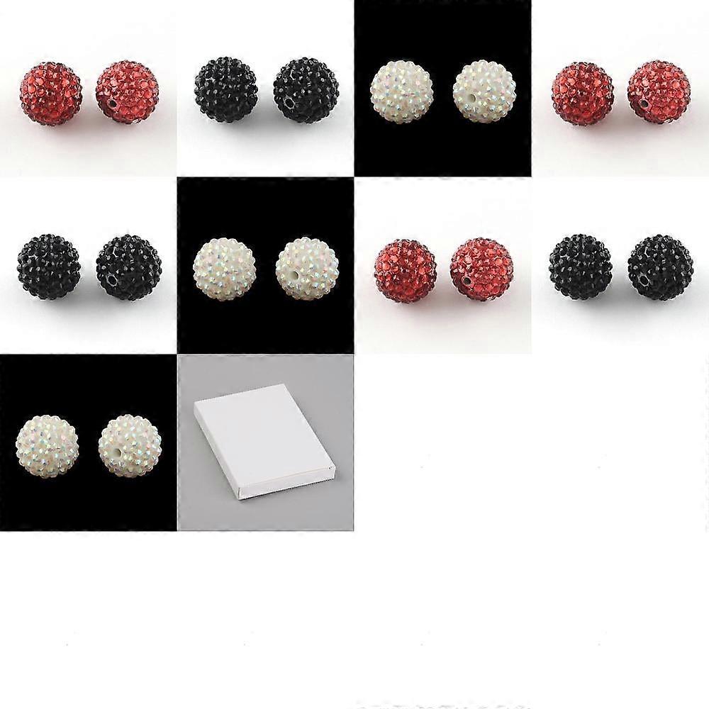 90Pcs Resin Rhinestone Graduated Beads with UV Plating Acrylic Round Beads
