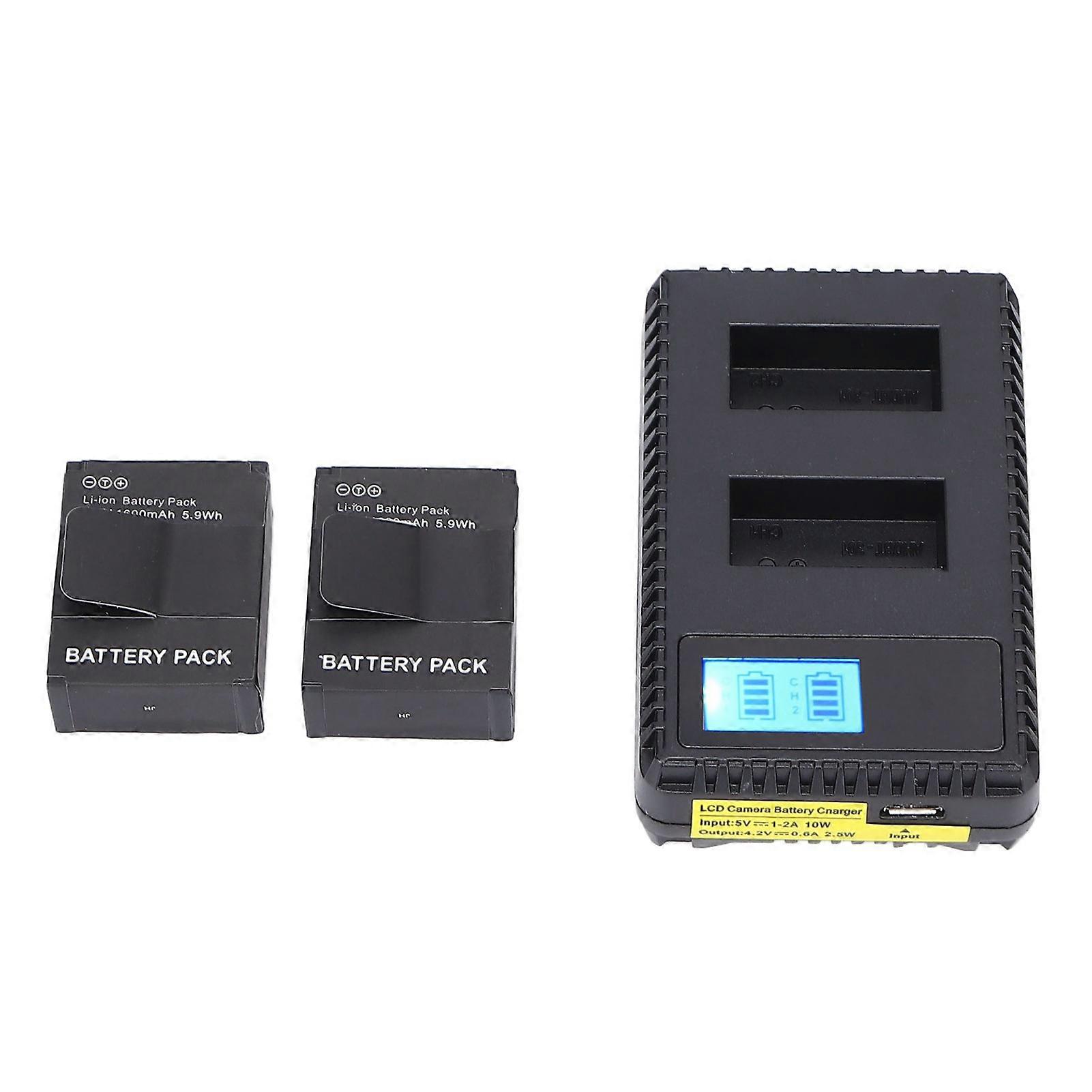 Dual USB Battery Charger LCD Display Camera Battery Charger with 2 Batteries for Hero2 3