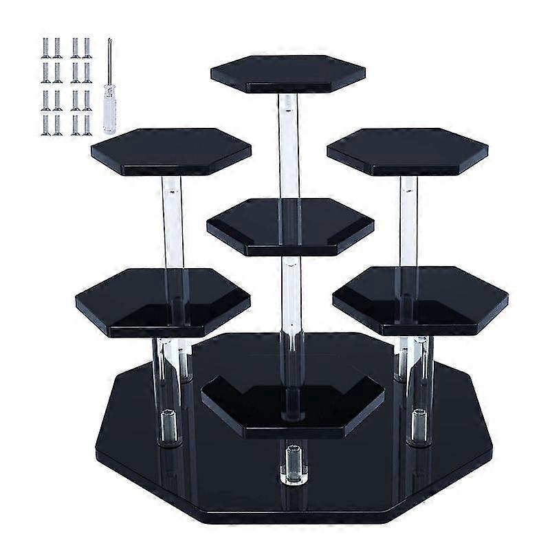 Cupcake Stand Jewelry Display Risers Set Removable Multi-layer Black/clear