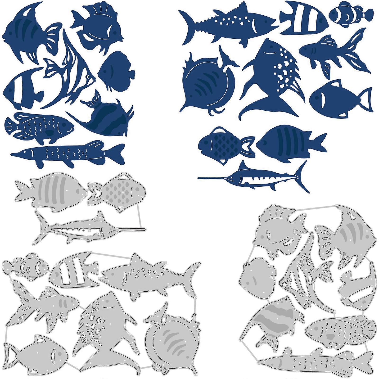 3Pcs Fish Pattern Decoration Template Reusable carbon steel Stencil