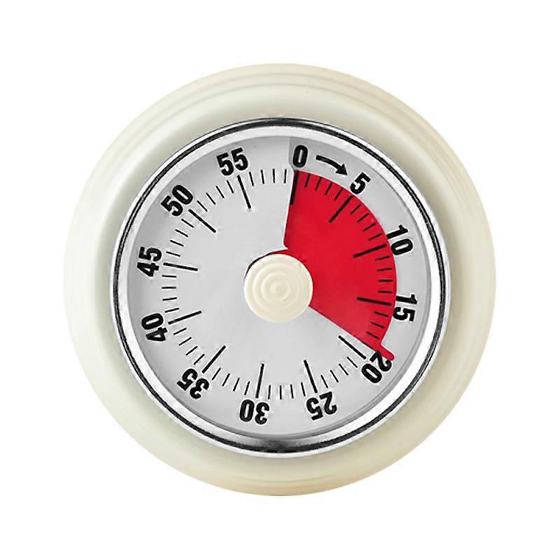 Kitchen Timer, Kitchen Countdown Cooking Timer Reminder, No Battery Required Magnetic Mechanical Timer Time Management Timer--White