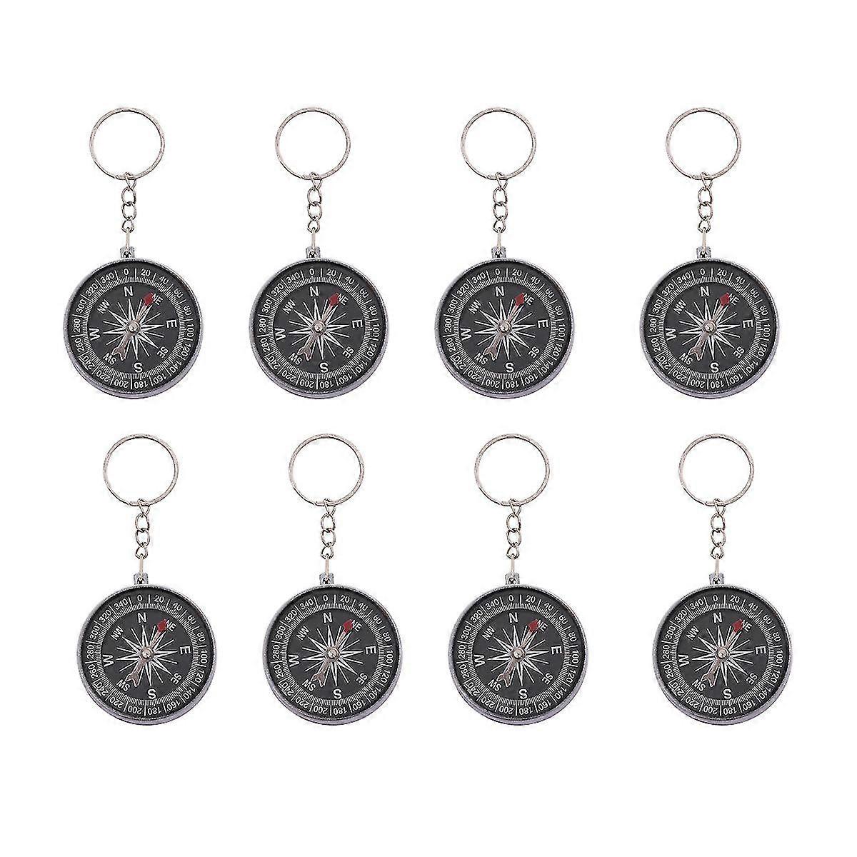 12 Pcs Retro Keychain Small Compass Keychain Outdoor Gift High Accuracy Compass