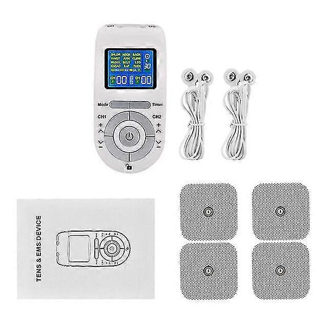 Portable dual-channel tens&ems device pulse massager muscle stimulator unit 12 massage modes 40 strength levels adjustable timer