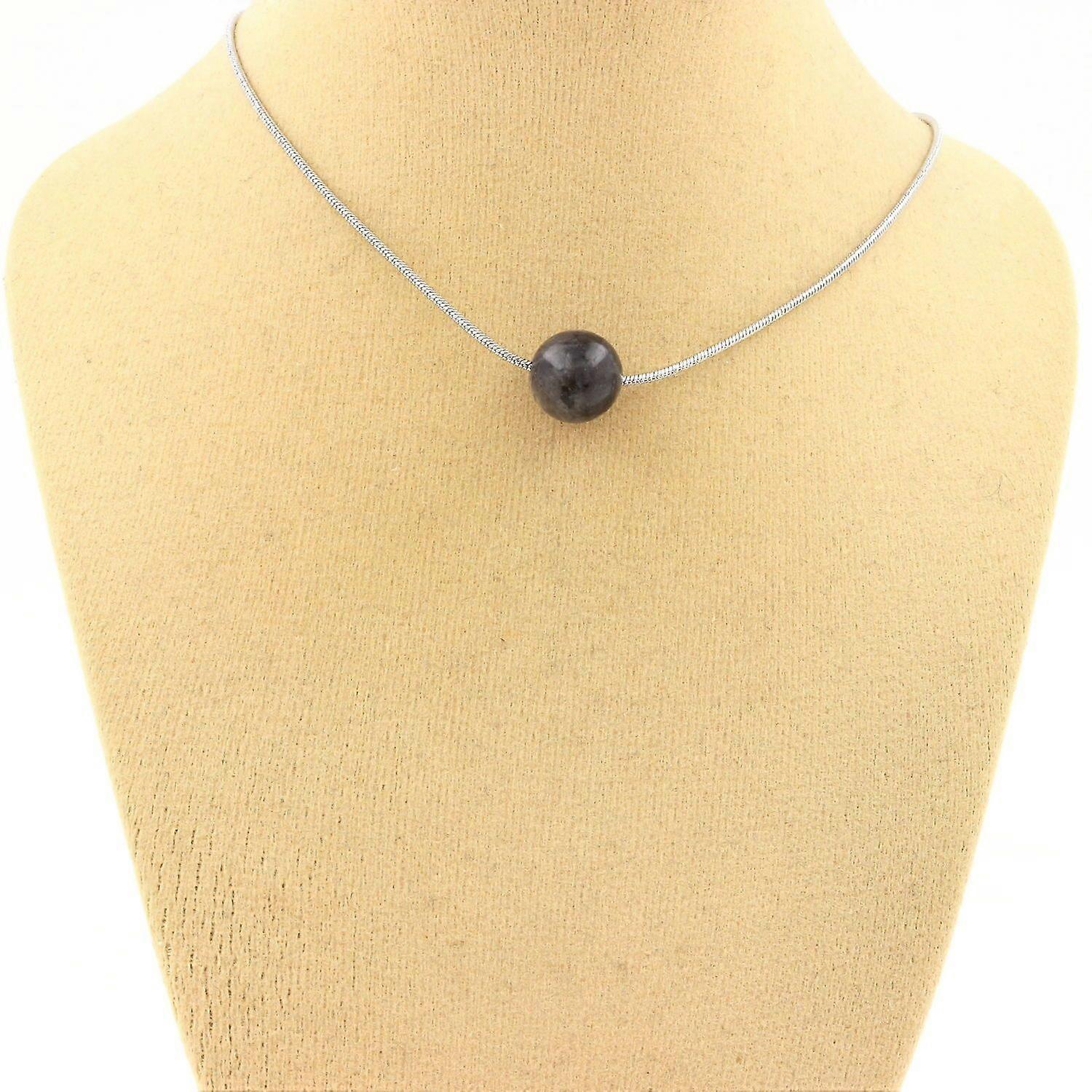 Necklace 1 Labradorite bead 8 mm Stainless steel chain