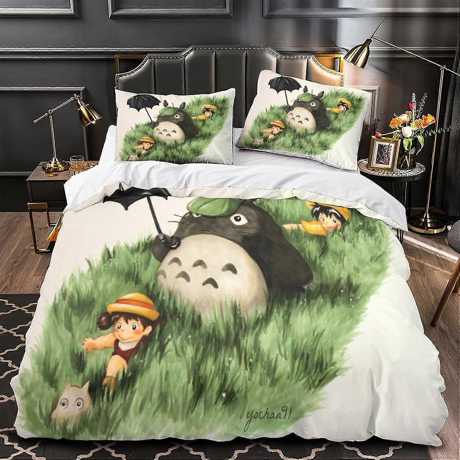 3D私の隣人のトトロ、漫画のトトロ寝具セット子供用羽毛布団カバー