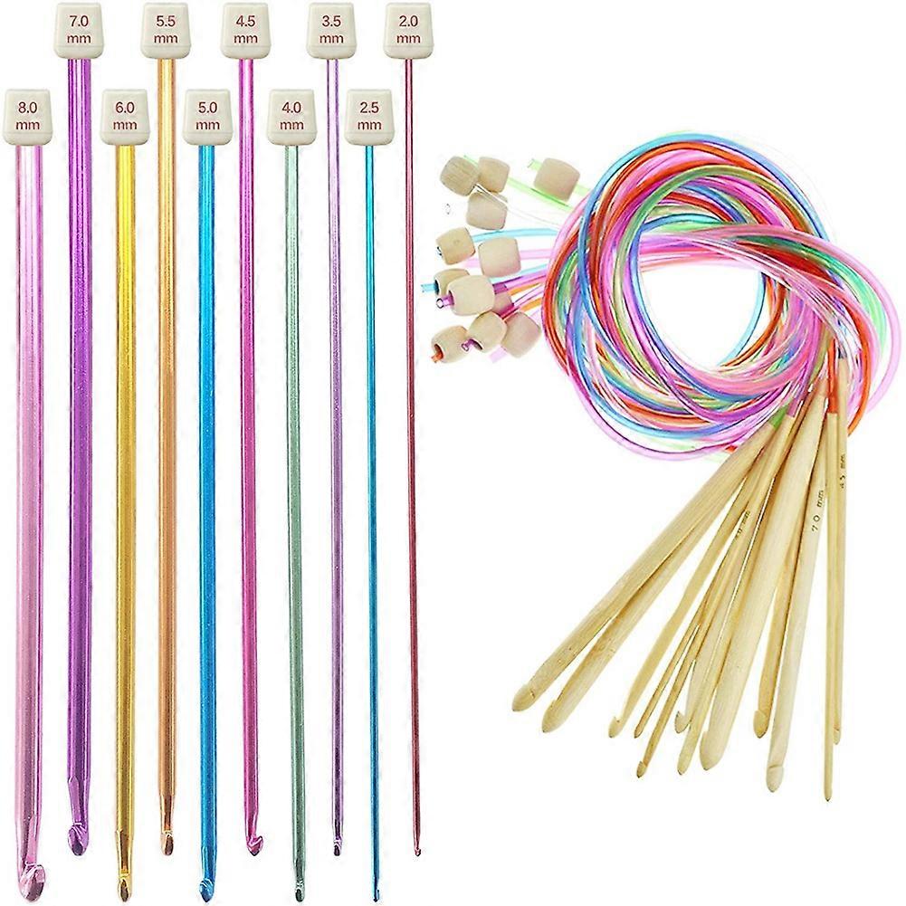23Pcs Tunisian Crochet Set Include Plastic Cable Afghan Crochet and Tunisian Afghan Aluminum Knitti