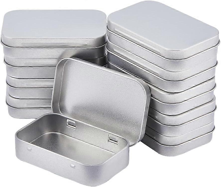 10Pcs Small Rectangle Tin Box Containers Silver Empty Metal Box Tinplate Bead Storage Tin Box with Lid for Small Items Home Storage 3.83x2.46x0.82