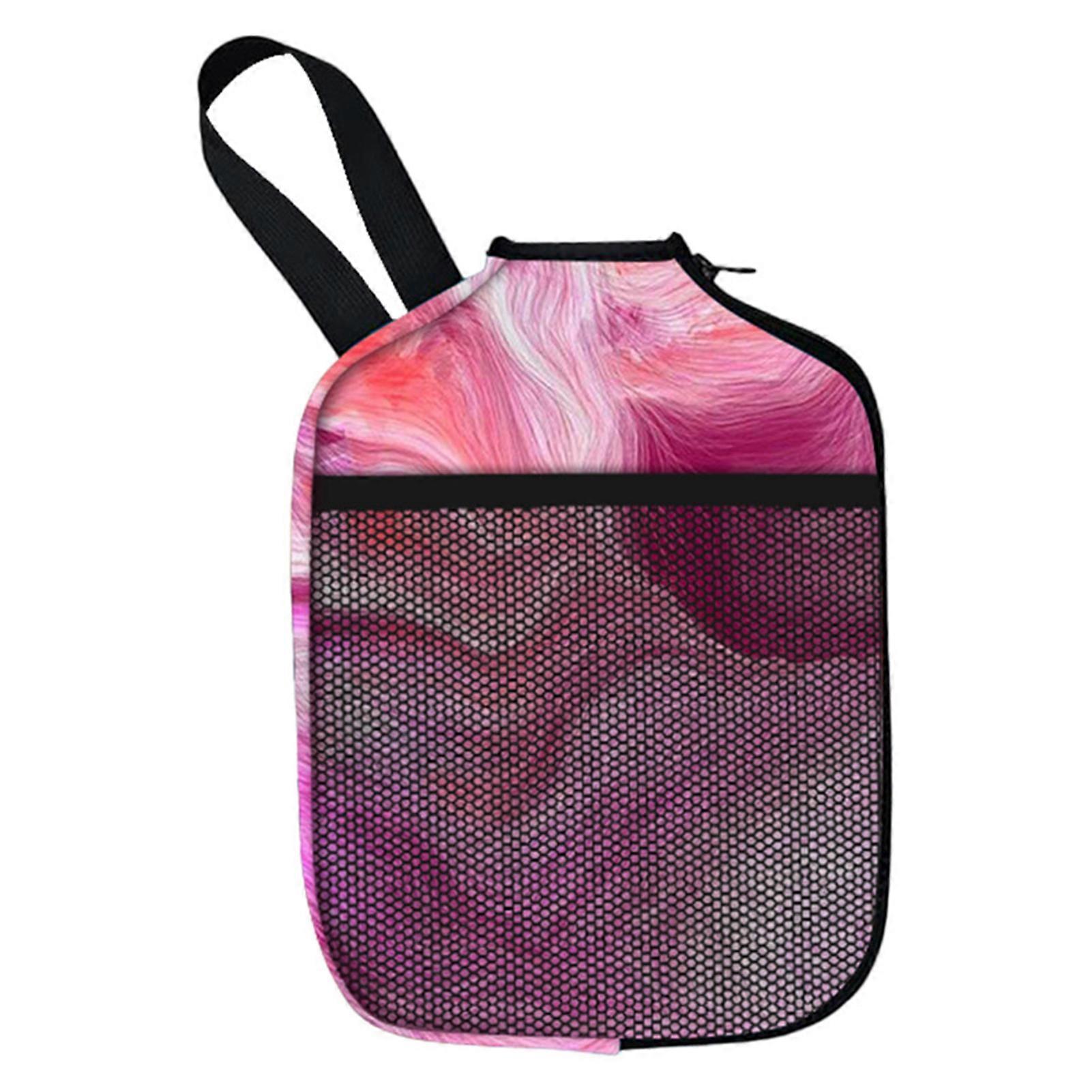 Pickleball Paddle Bag with Lanyard Smooth Zipper Portable Multifunctional Storage Bag with Front Mesh Bag Neoprene Material Table Tennis Bat Ping-Pong
