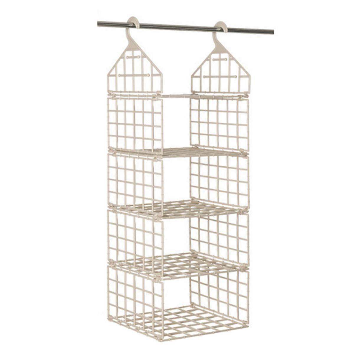 3-5 Tier Separable Adjustable Foldable Hanging Closet Organizers and Storage Basket khaki3 specifications