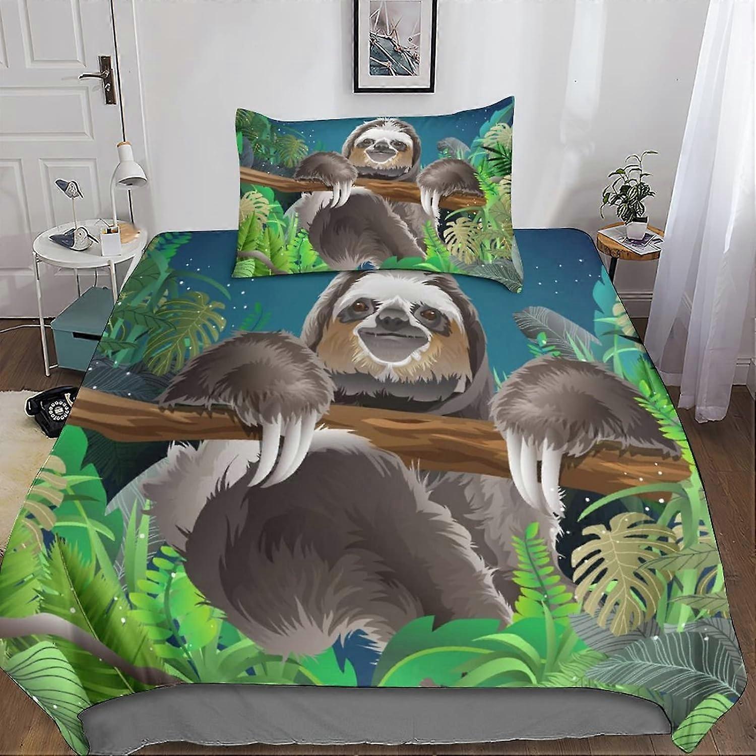 Tecknad sengångare sängkläder Set Påslakan D Mönster Söta sengångare Mikrofiber sängkläder som passar pojkar och flickor singel