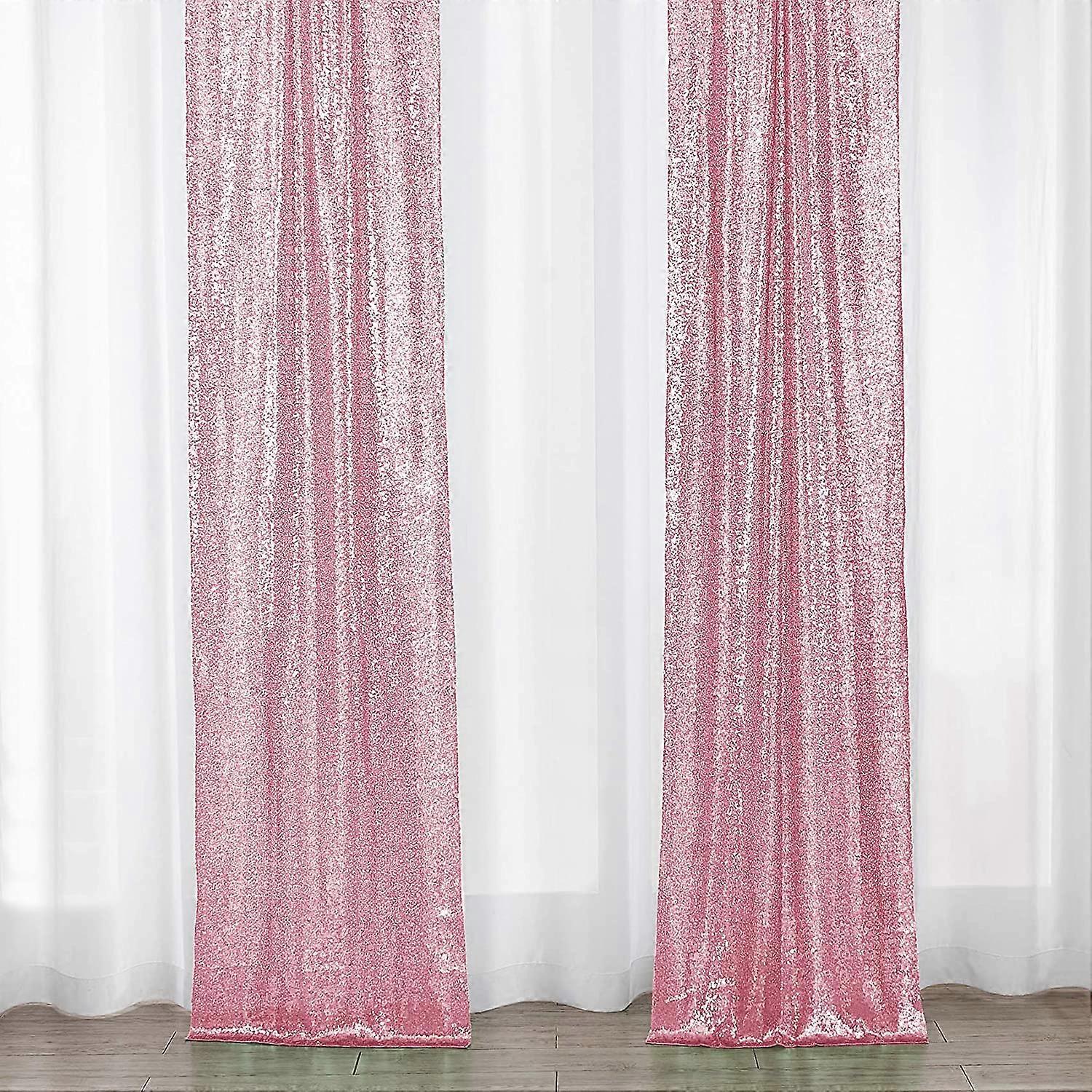 28Ft-2Pcs Light Pink Sequin Backdrop Perdele Paneluri, Fotografie Backdrop Glitter Perdele