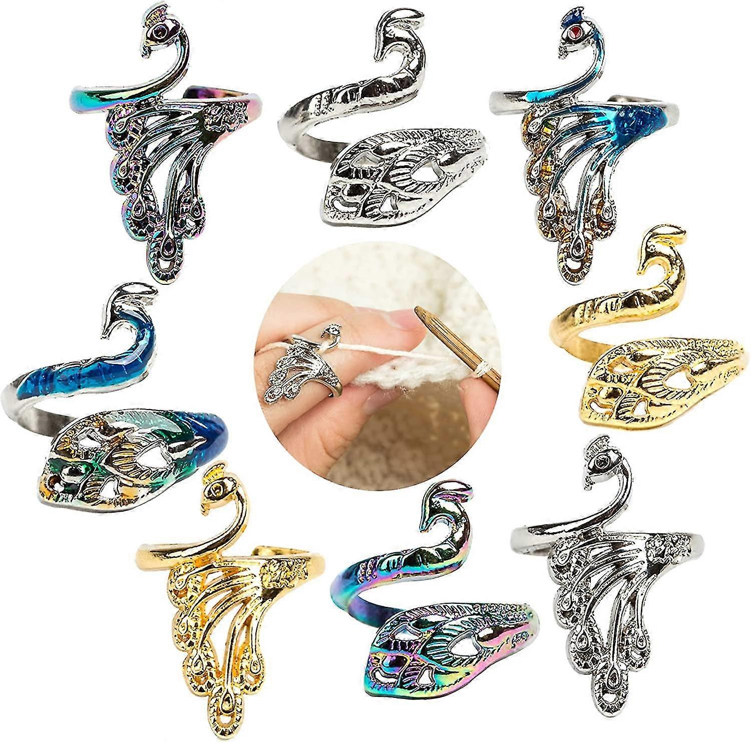 8 Pcs Adjable Knitting Crochet Loop Ring, Bed Knitting Ring Yarn Guide Finr H For M Ma Presents 8pcs
