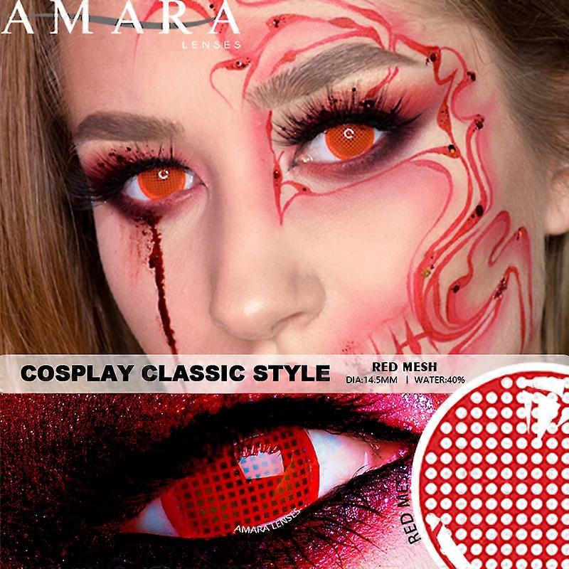 Színes kontaktlencsék a szemhez 1pár Anime Cosplay színes lencsék Piros sárga Halloween lencsék Kontaktlencse szépség Ma