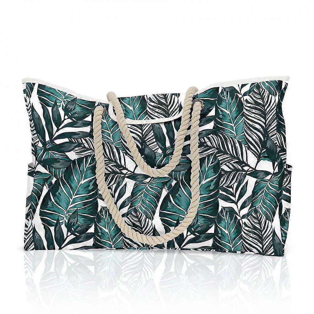 Beach And Pool Bags - 100% Water Resistant - Phone Case - Cord Handle - Top Magnet - External Pocket, Leaf Pattern