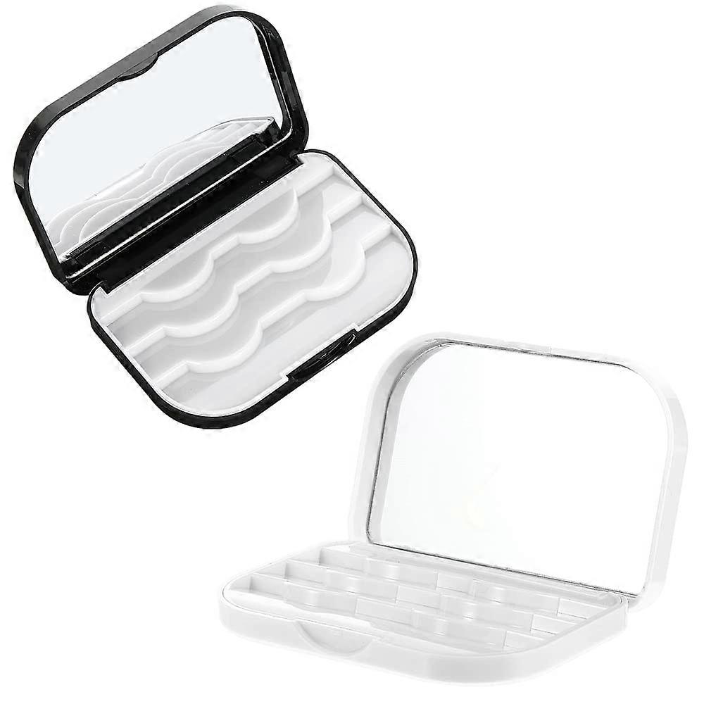 2 Pack False Eyelash Storage Box with Mirror Travel case for Fake Lashes 3D Eyelash Boxes Eyelash Packaging