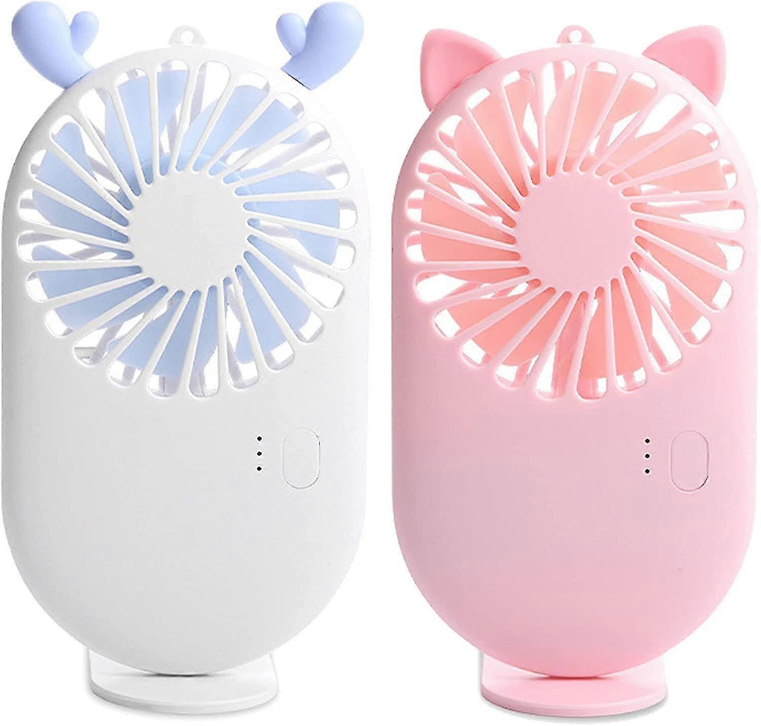 2-pack Handheld Fan Mini Fan, Speed Adjustable Usb Rechargeable Eyelash Fan Powerful