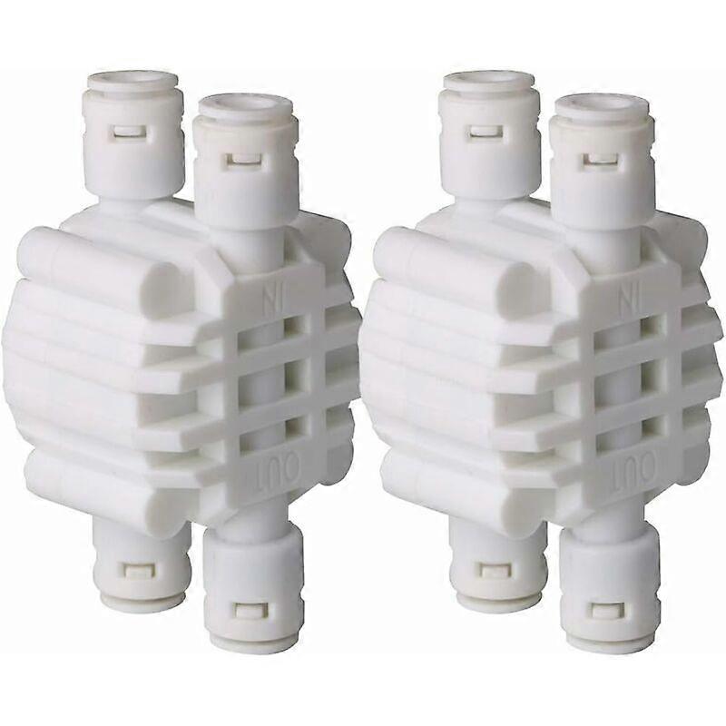 2 Pcs 1/4 inch 4 Way Auto Shut Off Valve, Push In Fittings for Reverse Osmosis Ro Water Filter System