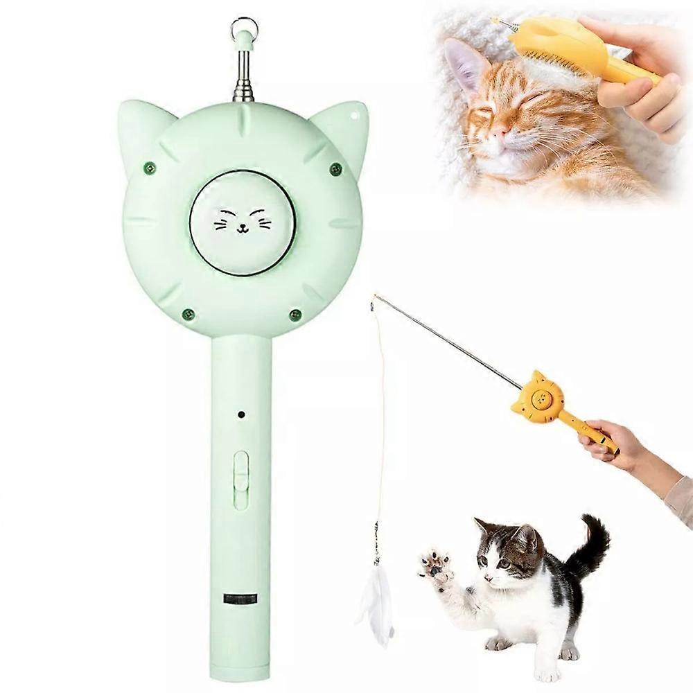 Interactive Cat Toys,3 Function Cat Toy(comb,laser,Retractable Cat-Teasing Wand)
