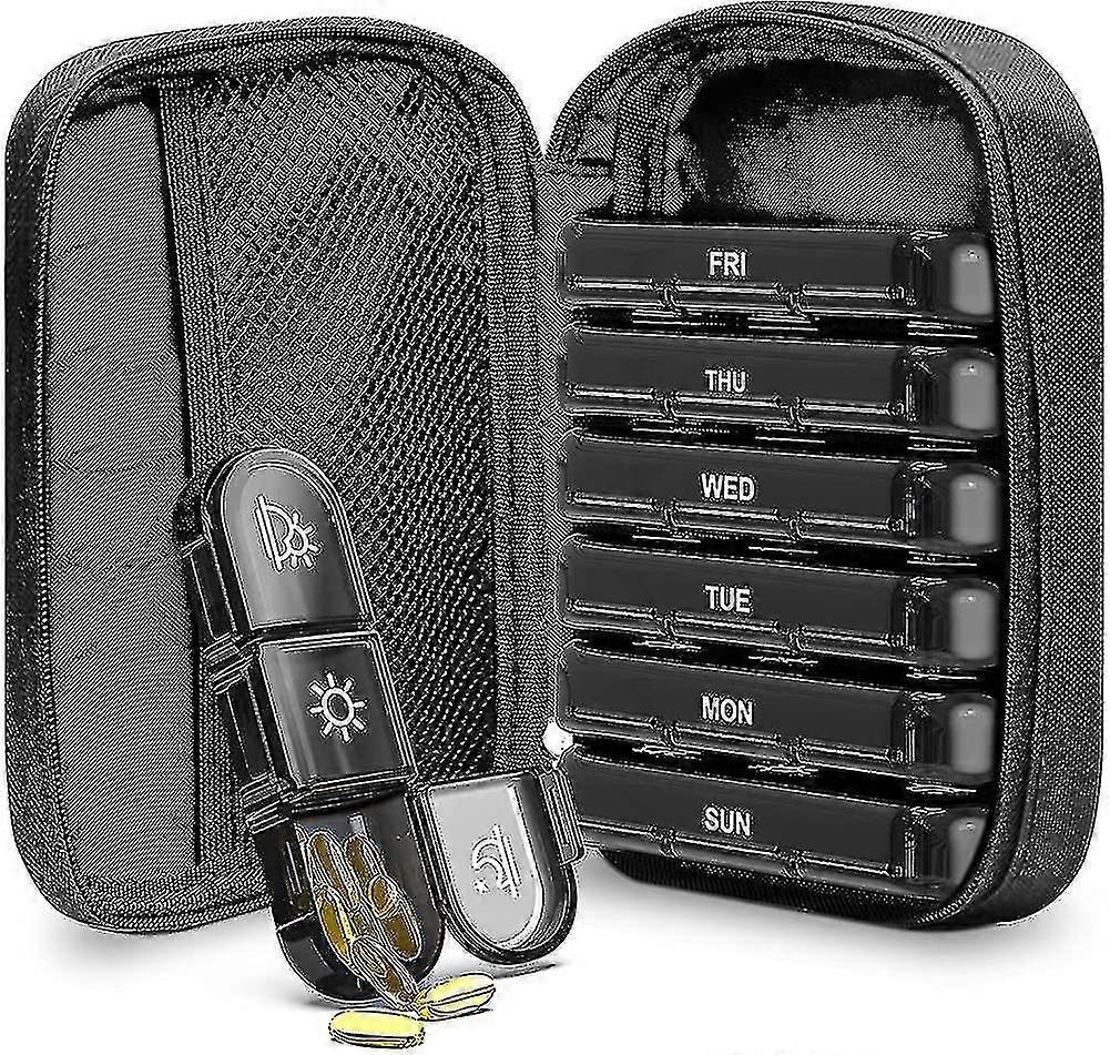 Large Pill Case Organizer 3 Times A Day, Portable Light Proof Bag Pill Bo