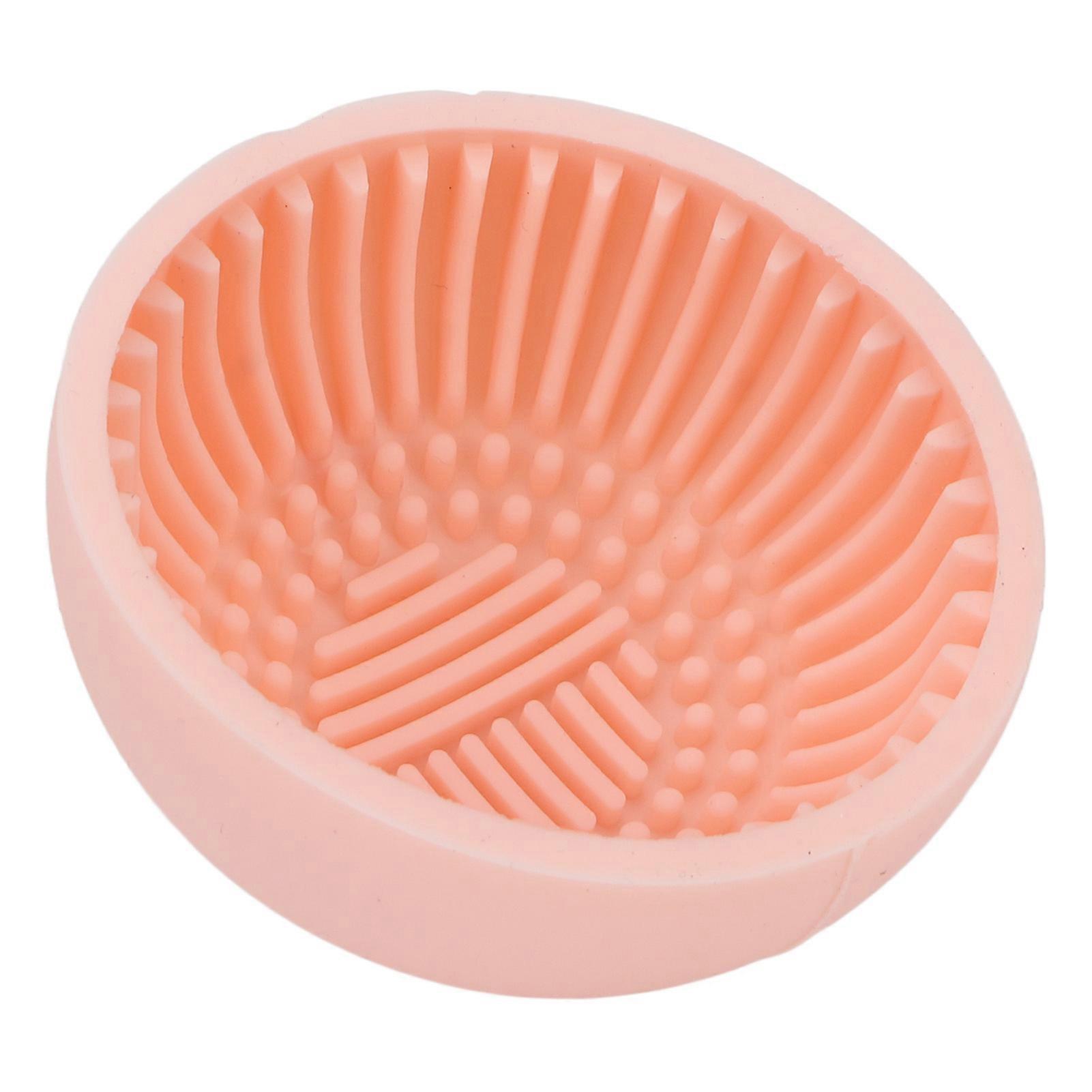 Makeup Brush Cleaner Bowl Soft Flexible Manicure Brush Silicone Cleaner Bowl for Salon Home Pink
