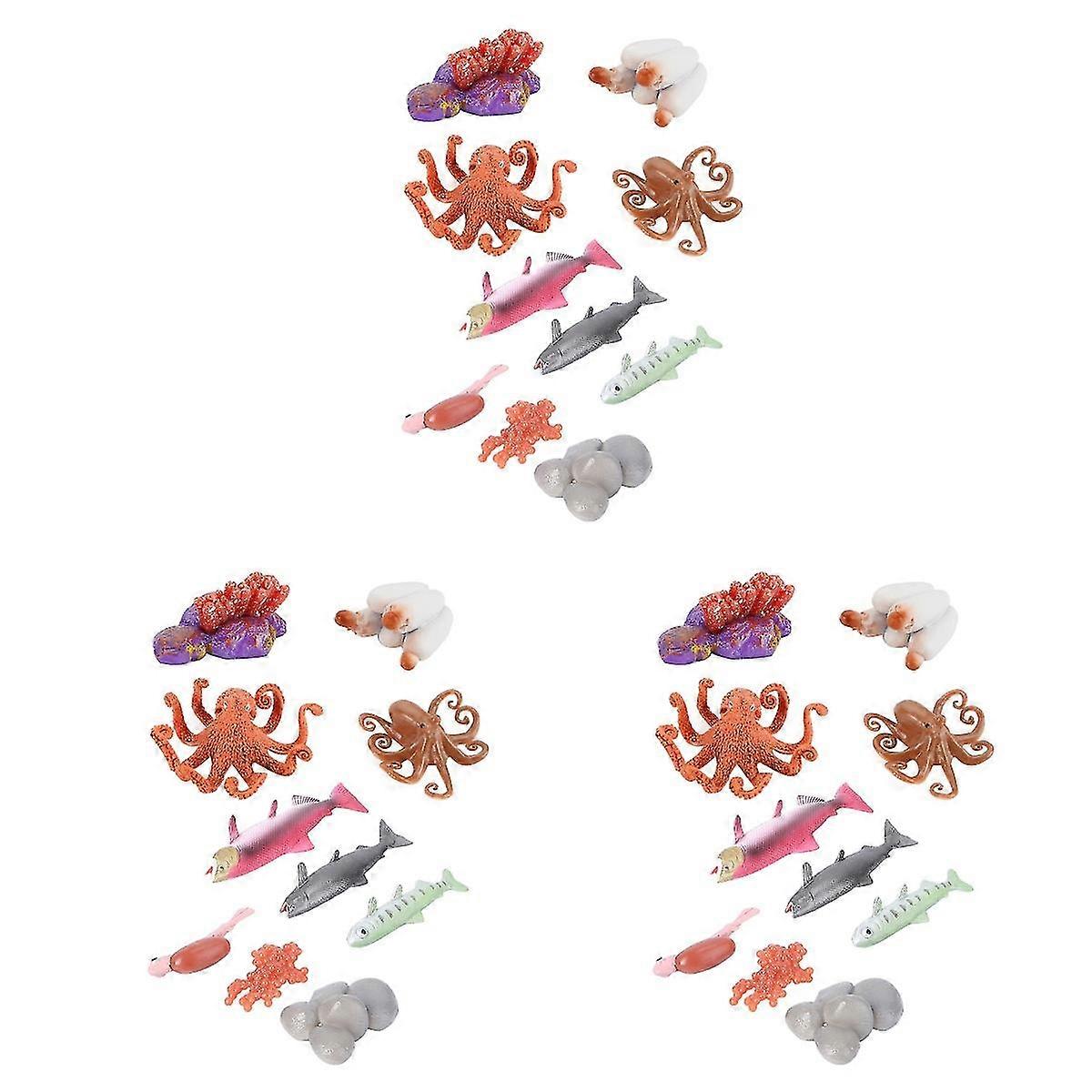 6 set Octopus Salmon Life Cycle Model Fishes Growth Cycle Model Educational Toy