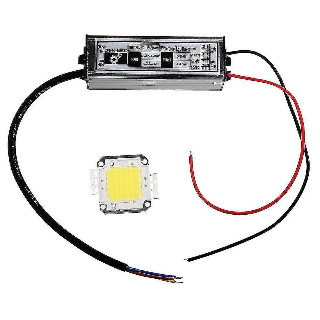 50w hvit LED-lampe + driveradapter Driver lyspære