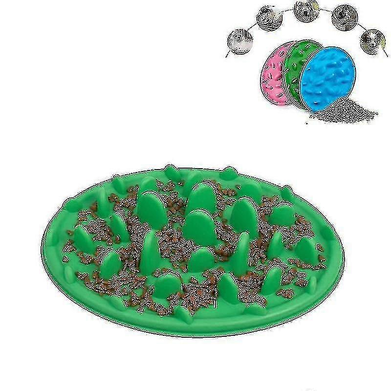 ペット猫と犬のジャングルシリコンアンチチョークフードボウル、サイズ:24x18cm(緑)