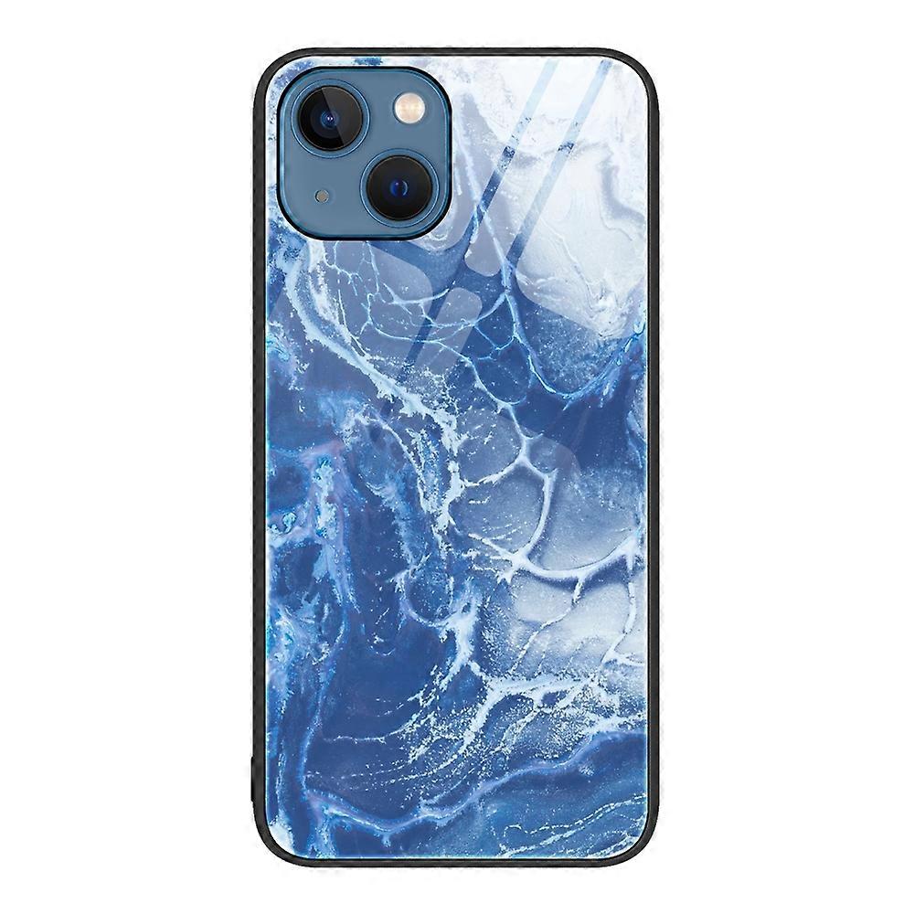 Marble Pattern Glass Protective Phone Case For iPhone 14