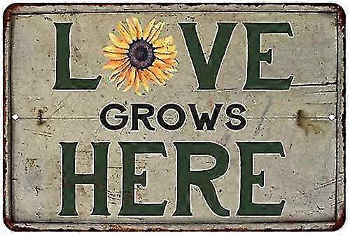 O amor cresce aqui Vintage Look Jardim Chic Tin Sign 8x12 polegadas OU 12x16 polegadas Modo 4452