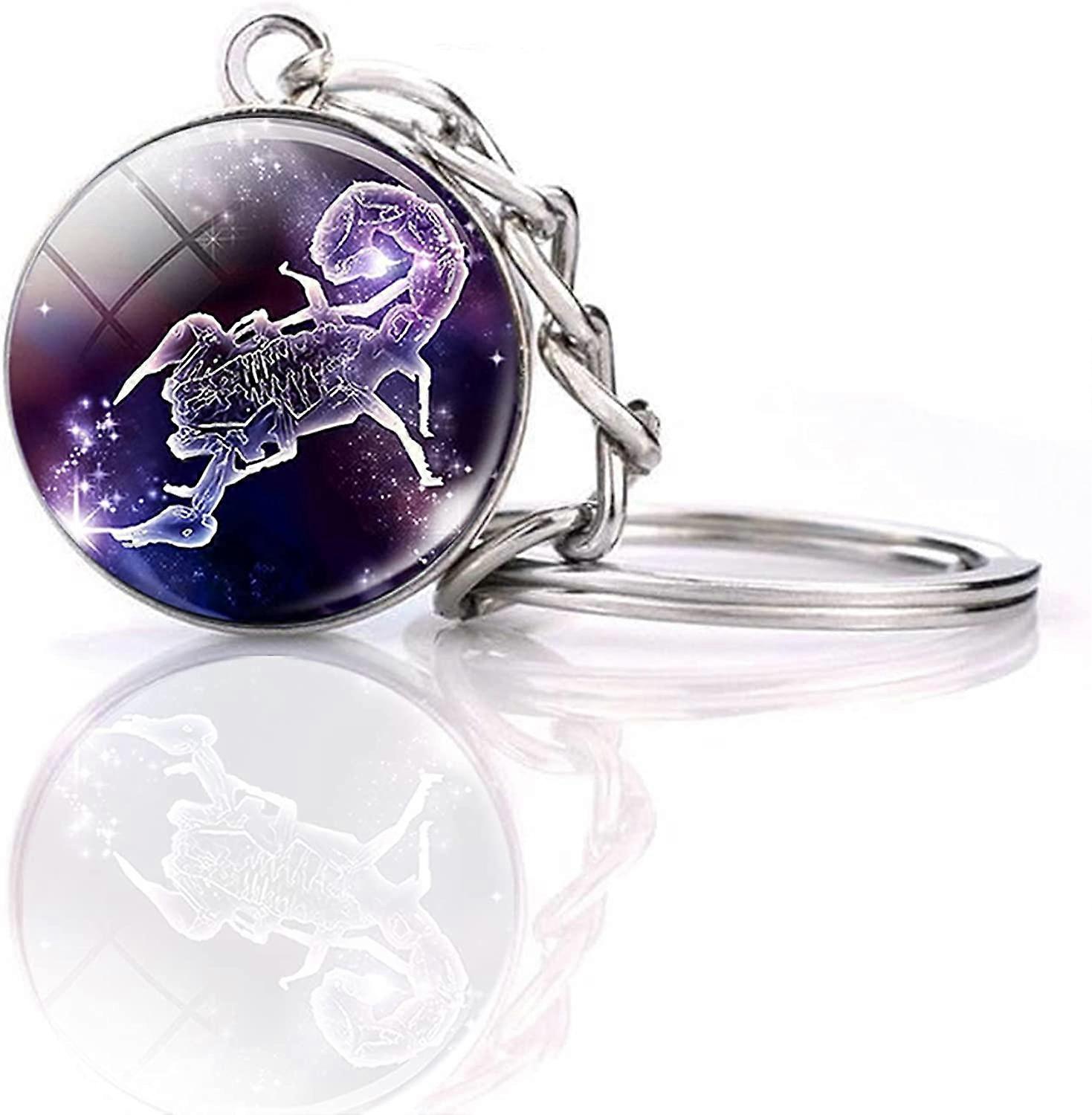 Zodiac 12 Constelații Charm Pandantiv luminos cu glob de cristal Breloc